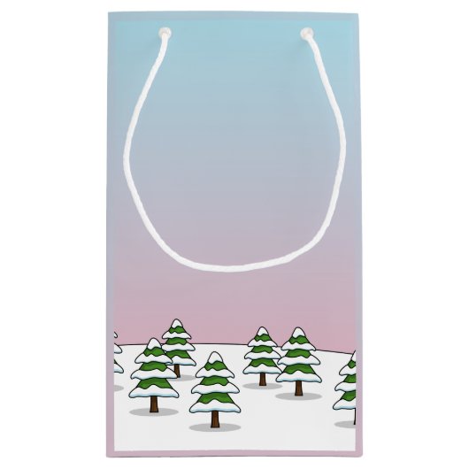 Niedliche Rote Kardinal Liebe Winterlandschaft Kleine Geschenktüte (Rückseite)