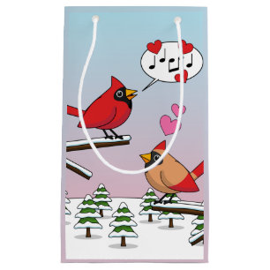 Niedliche Rote Kardinal Liebe Winterlandschaft Kleine Geschenktüte