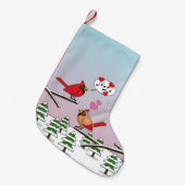 Niedliche Rote Kardinal Liebe Winterlandschaft Kleiner Weihnachtsstrumpf (Vorderansicht (hängend))