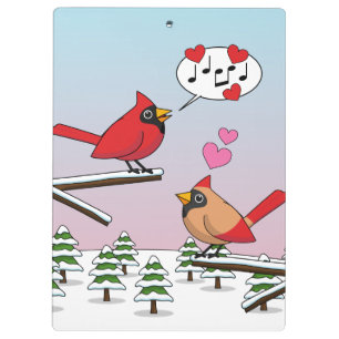 Niedliche Rote Kardinal Liebe Winterlandschaft Klemmbrett