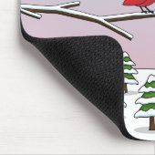 Niedliche Rote Kardinal Liebe Winterlandschaft Mousepad (Ecke)