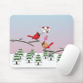 Niedliche Rote Kardinal Liebe Winterlandschaft Mousepad (Mit Mouse)
