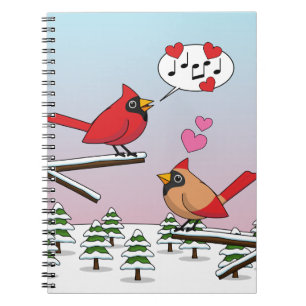 Niedliche Rote Kardinal Liebe Winterlandschaft Notizblock