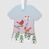 Niedliche Rote Kardinal Liebe Winterlandschaft Ornament (Vorderseite)