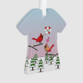 Niedliche Rote Kardinal Liebe Winterlandschaft Ornament (Vorderseite)