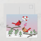 Niedliche Rote Kardinal Liebe Winterlandschaft Postkarte (Vorne/Hinten)