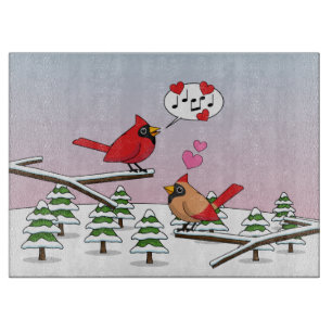 Niedliche Rote Kardinal Liebe Winterlandschaft Schneidebrett