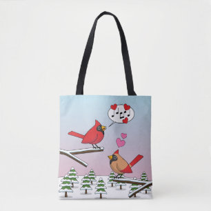 Niedliche Rote Kardinal Liebe Winterlandschaft Tasche