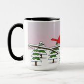 Niedliche Rote Kardinal Liebe Winterlandschaft Tasse (Links)