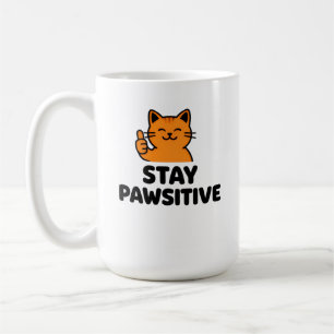 Niedliche rote Katze Daumen hoch Kaffeetasse
