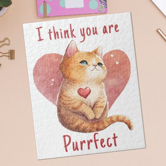 Niedliche Rote Katze Liebe Spaß Valentine Puzzle