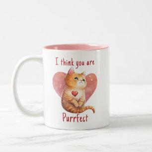 Niedliche Rote Katze Liebe Spaß Valentine Zweifarbige Tasse