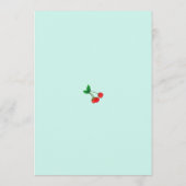 Niedliche Rote Kirsche sticht auf der Aquamarinen Menükarte (Rückseite)