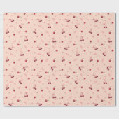 Niedliche rote Kirschen Herzchen Weiche Orange Geschenkpapier (Flach)