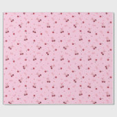 Niedliche rote Kirschen hören Bows auf rosa Geschenkpapier (Flach)