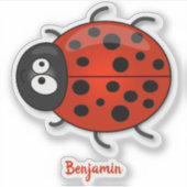Niedliche , rote Ladybug-Cartoon-Abbildung Aufkleber (Vorderseite)