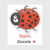 Niedliche , rote Ladybug-Cartoon-Abbildung Aufkleber (Blatt)
