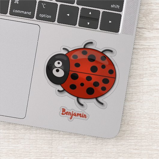 Niedliche , rote Ladybug-Cartoon-Abbildung Aufkleber (Detail)