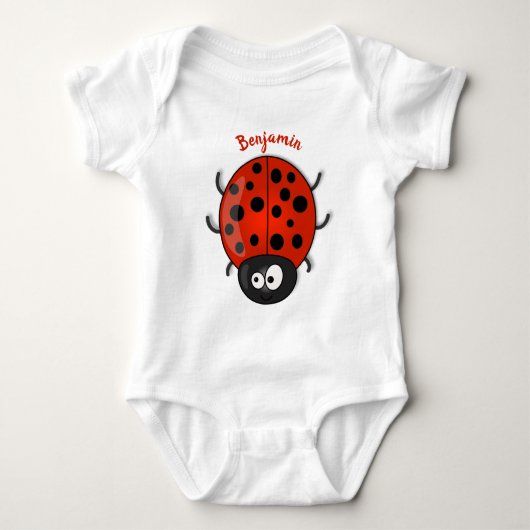 Niedliche , rote Ladybug-Cartoon-Abbildung Baby Strampler (Vorderseite)