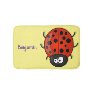 Niedliche , rote Ladybug-Cartoon-Abbildung Badematte