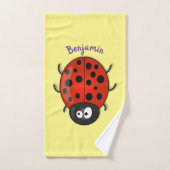 Niedliche , rote Ladybug-Cartoon-Abbildung Badhandtuch Set (Handtuch)