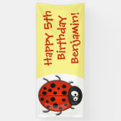 Niedliche , rote Ladybug-Cartoon-Abbildung Banner (Vertikal)