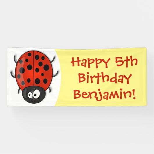Niedliche , rote Ladybug-Cartoon-Abbildung Banner (Horizontal)