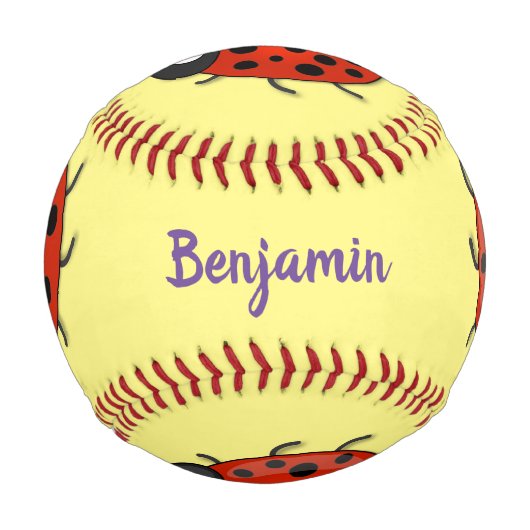 Niedliche , rote Ladybug-Cartoon-Abbildung Baseball (Rückseite)