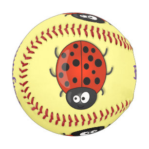 Niedliche , rote Ladybug-Cartoon-Abbildung Baseball
