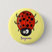 Niedliche , rote Ladybug-Cartoon-Abbildung Button (Vorderseite)