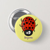 Niedliche , rote Ladybug-Cartoon-Abbildung Button (Vorne & Hinten)