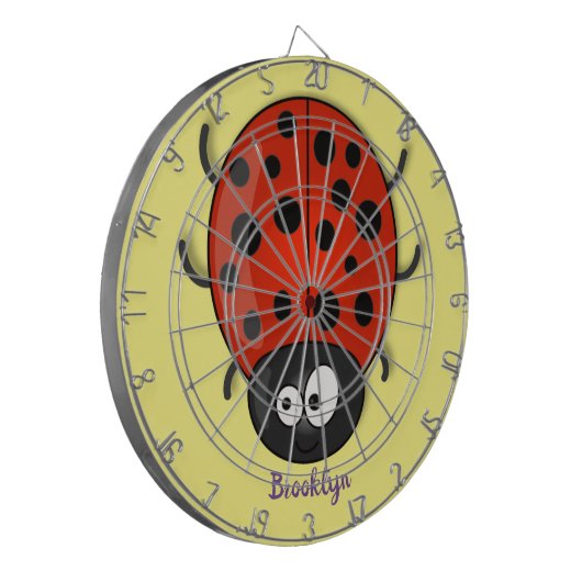 Niedliche , rote Ladybug-Cartoon-Abbildung Dartscheibe (Vorderseite Links)