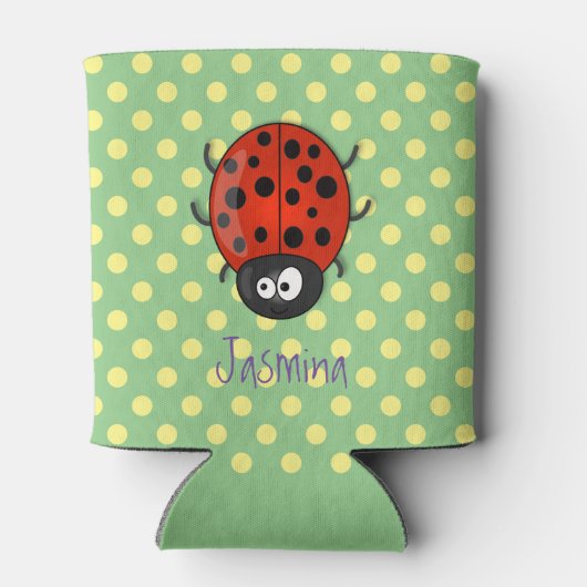 Niedliche , rote Ladybug-Cartoon-Abbildung Dosenkühler (Rückseite)