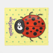 Niedliche , rote Ladybug-Cartoon-Abbildung Fleecedecke (Vorderseite (Horizontal))