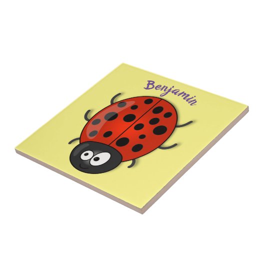 Niedliche , rote Ladybug-Cartoon-Abbildung Fliese (Seite)