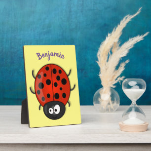 Niedliche , rote Ladybug-Cartoon-Abbildung Fotoplatte