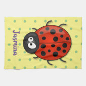 Niedliche , rote Ladybug-Cartoon-Abbildung Geschirrtuch (Horizontal)