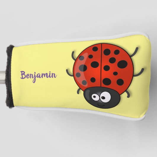 Niedliche , rote Ladybug-Cartoon-Abbildung Golf Headcover (Vorderseite)