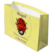 Niedliche , rote Ladybug-Cartoon-Abbildung Große Geschenktüte (Rückseite Schrägansicht)