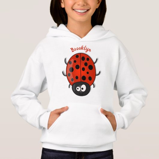 Niedliche , rote Ladybug-Cartoon-Abbildung Hoodie (Vorderseite)