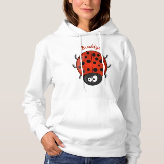 Niedliche , rote Ladybug-Cartoon-Abbildung Hoodie (Vorderseite)