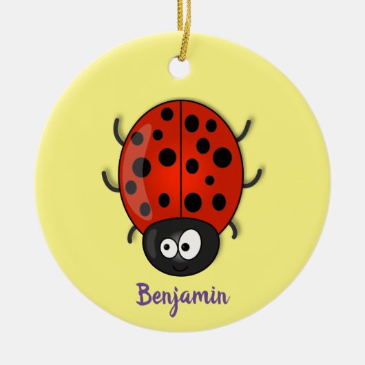 Niedliche , rote Ladybug-Cartoon-Abbildung Keramik Ornament (Vorne)