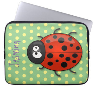 Niedliche , rote Ladybug-Cartoon-Abbildung Laptopschutzhülle