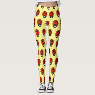Niedliche , rote Ladybug-Cartoon-Abbildung Leggings