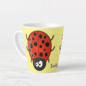 Niedliche , rote Ladybug-Cartoon-Abbildung Milchtasse (Linke Ecke)