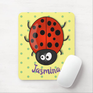 Niedliche , rote Ladybug-Cartoon-Abbildung Mousepad