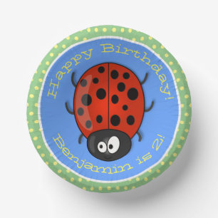 Niedliche , rote Ladybug-Cartoon-Abbildung Pappteller