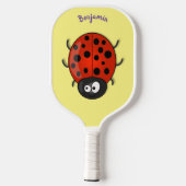 Niedliche , rote Ladybug-Cartoon-Abbildung Pickleball Schläger (Rückseite)