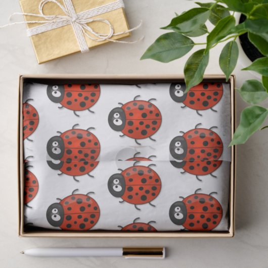 Niedliche , rote Ladybug-Cartoon-Abbildung Seidenpapier (Geschenk)
