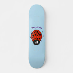 Niedliche , rote Ladybug-Cartoon-Abbildung Skateboard